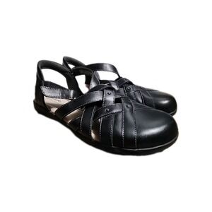 Clarks Elizabelle Sea Sandals Womens 10m Black Leather Comfort Strappy Fisherman